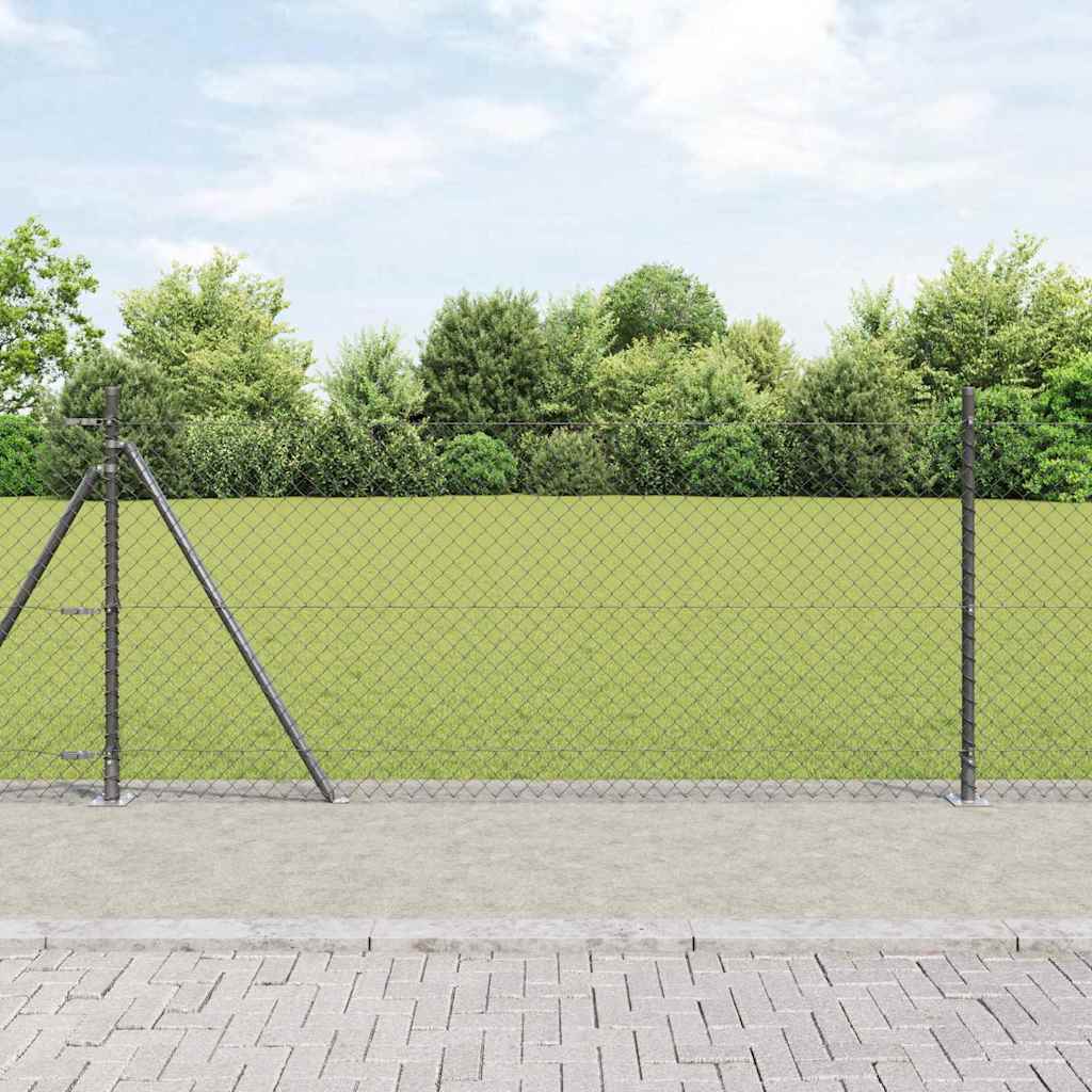 vidaXL Chainlink Fence with Concrete Base 10 x 1 m PVC-Coated Steel 1