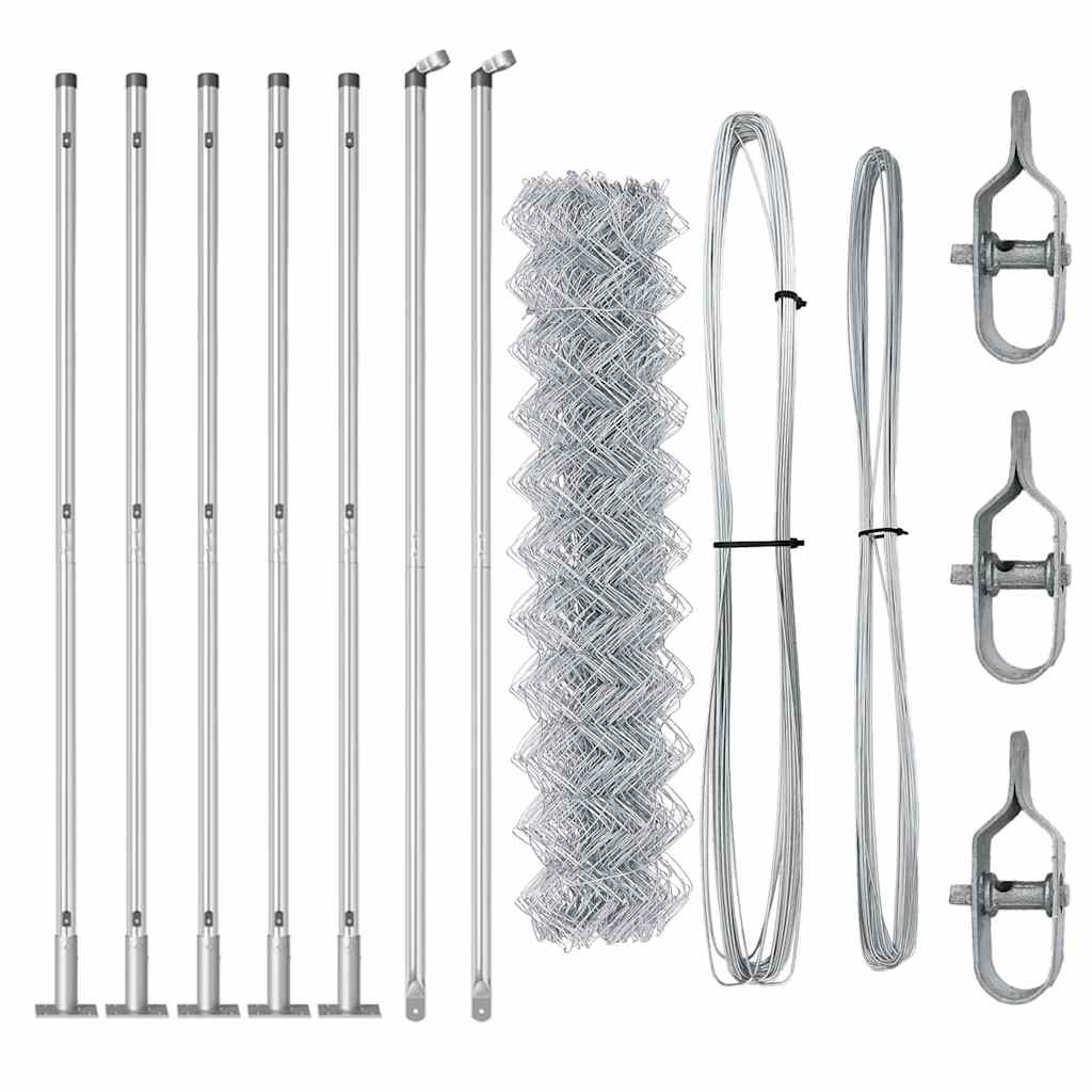 Chainlink Fence with Concrete Base 10 x 1 m mesh Size 40 x 40 mm mesh Concrete Base Fix Galvanised Steel 1 m