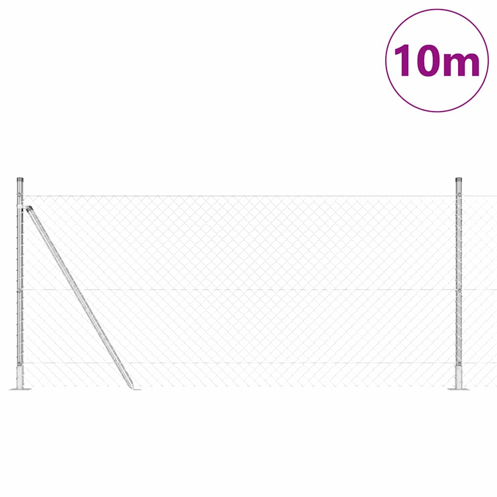 Chainlink Fence with Concrete Base 10 x 1 m mesh Size 40 x 40 mm mesh Concrete Base Fix Galvanised Steel 1 m