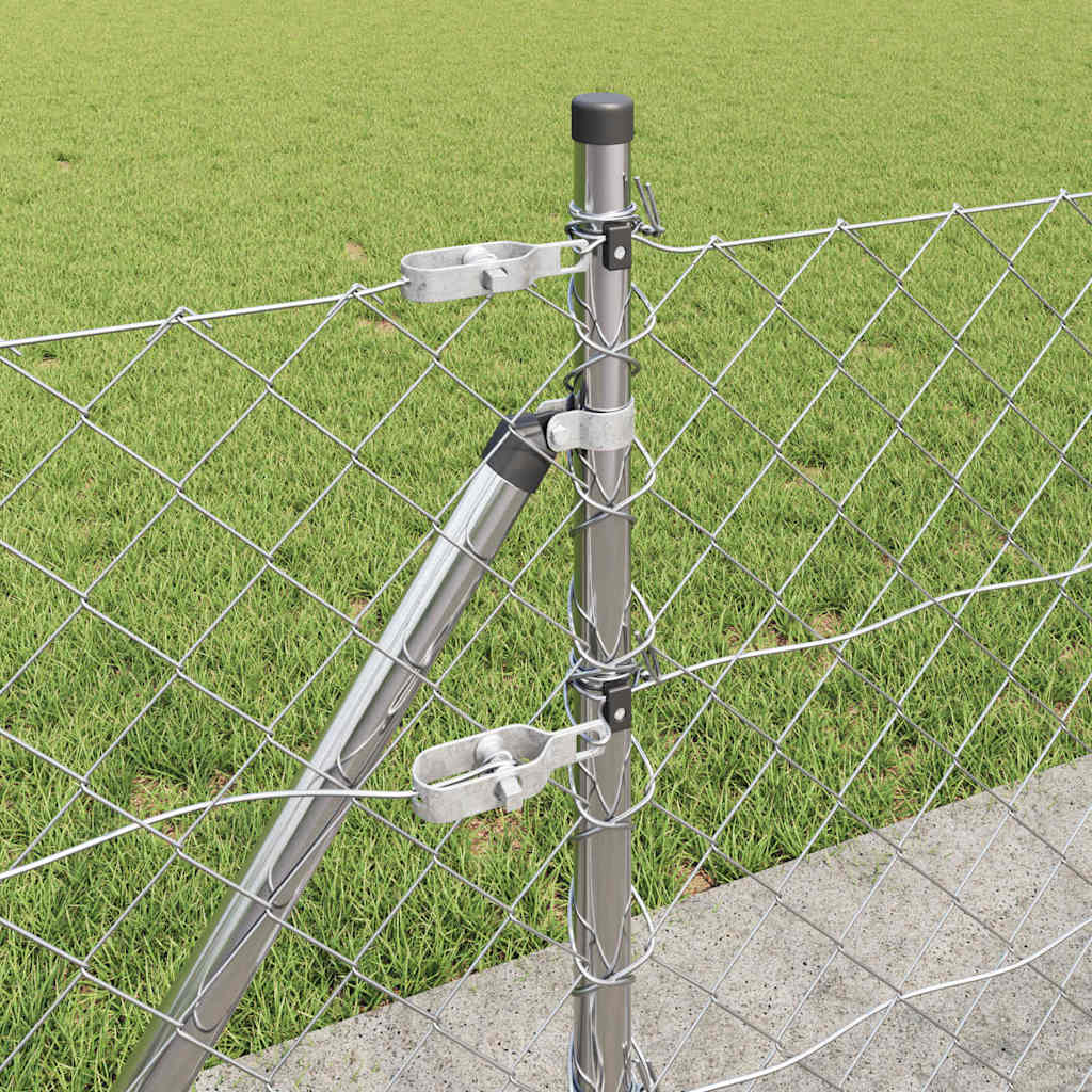 vidaXL Chainlink Fence with Concrete Base 10 x 0.4 m Galvanised Steel 5