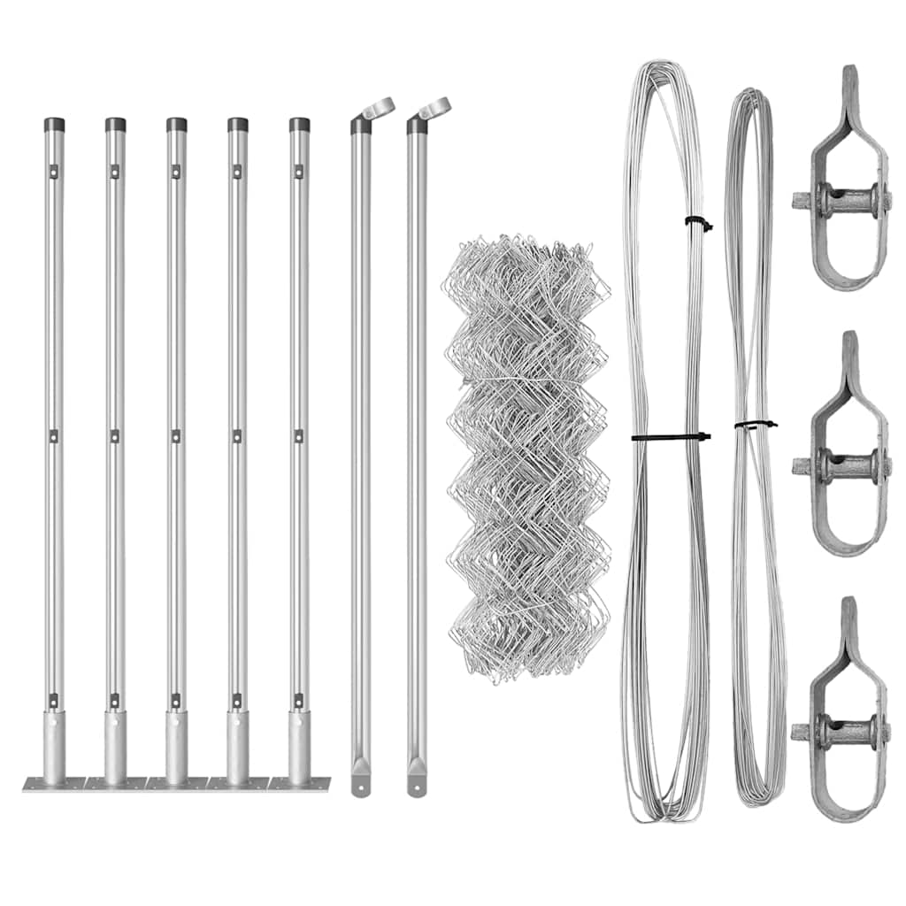 vidaXL Chainlink Fence with Concrete Base 10 x 0.4 m Galvanised Steel 6
