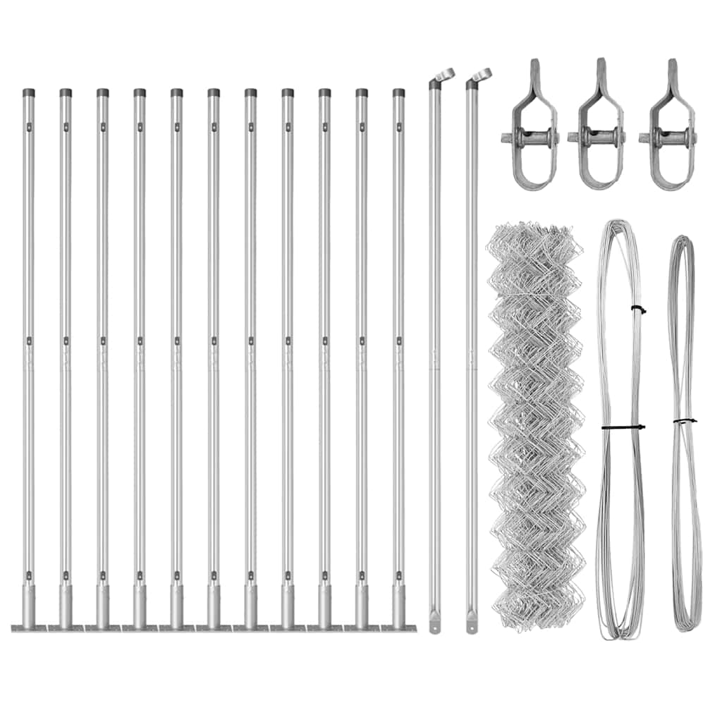 Chainlink Fence with Concrete Base 25 x 1 m PVC-Coated Steel mesh Size 40 x 40 mm mesh Concrete Base Fix Galvanised steel 0.8 m