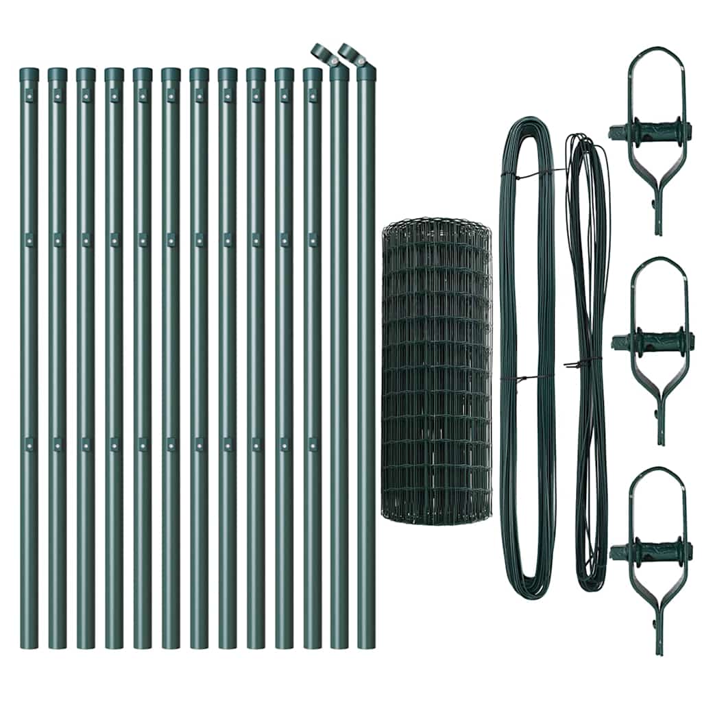 vidaXL Euro Fence Ground Fix 25 x 0.4 m PVC-Coated Steel Green Mesh 5