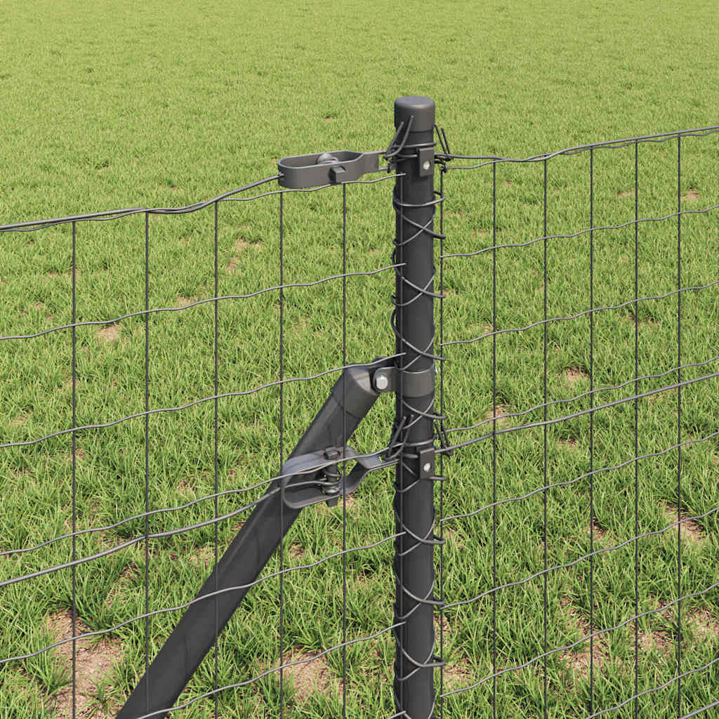 vidaXL Euro Fence Ground Fix 10 x 0.4 m PVC-Coated Steel Grey Mesh 4