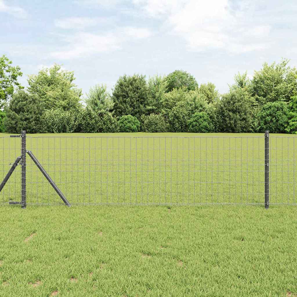 vidaXL Euro Fence Ground Fix 25 x 0.4 m PVC-Coated Steel Grey Mesh 1