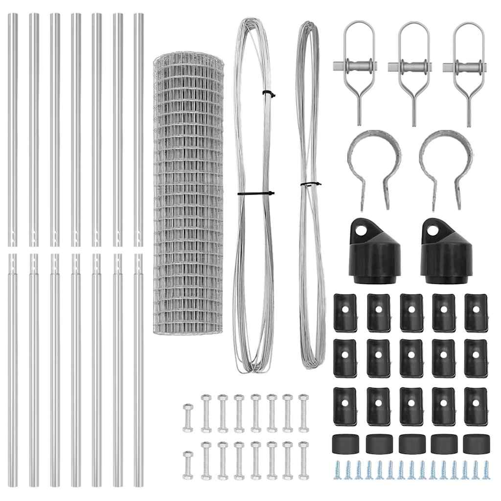 Euro Fence 10 x 0.4 m Silver Mesh Ground Fix Galvanised Steel mesh Size 50 x 50 mm mesh 1 m