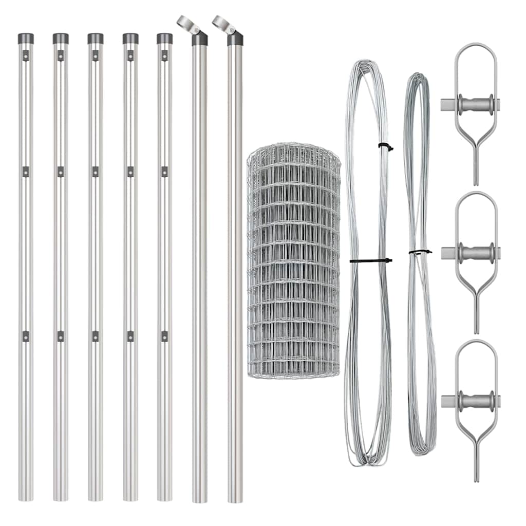 vidaXL Euro Fence Ground Fix 10 x 0.6 m Galvanised Steel Silver Mesh 5