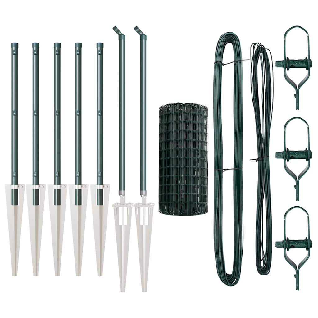 vidaXL Euro Fence with Spikes 10 x 0.8 m PVC-Coated Steel Green Mesh 5