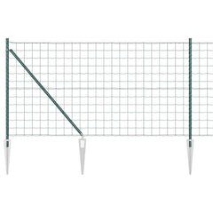 Euro Fence with Spikes 25 x 1 m PVC-Coated Steel Mesh Spike Anchor Fix Green 100 x 100 mm mesh