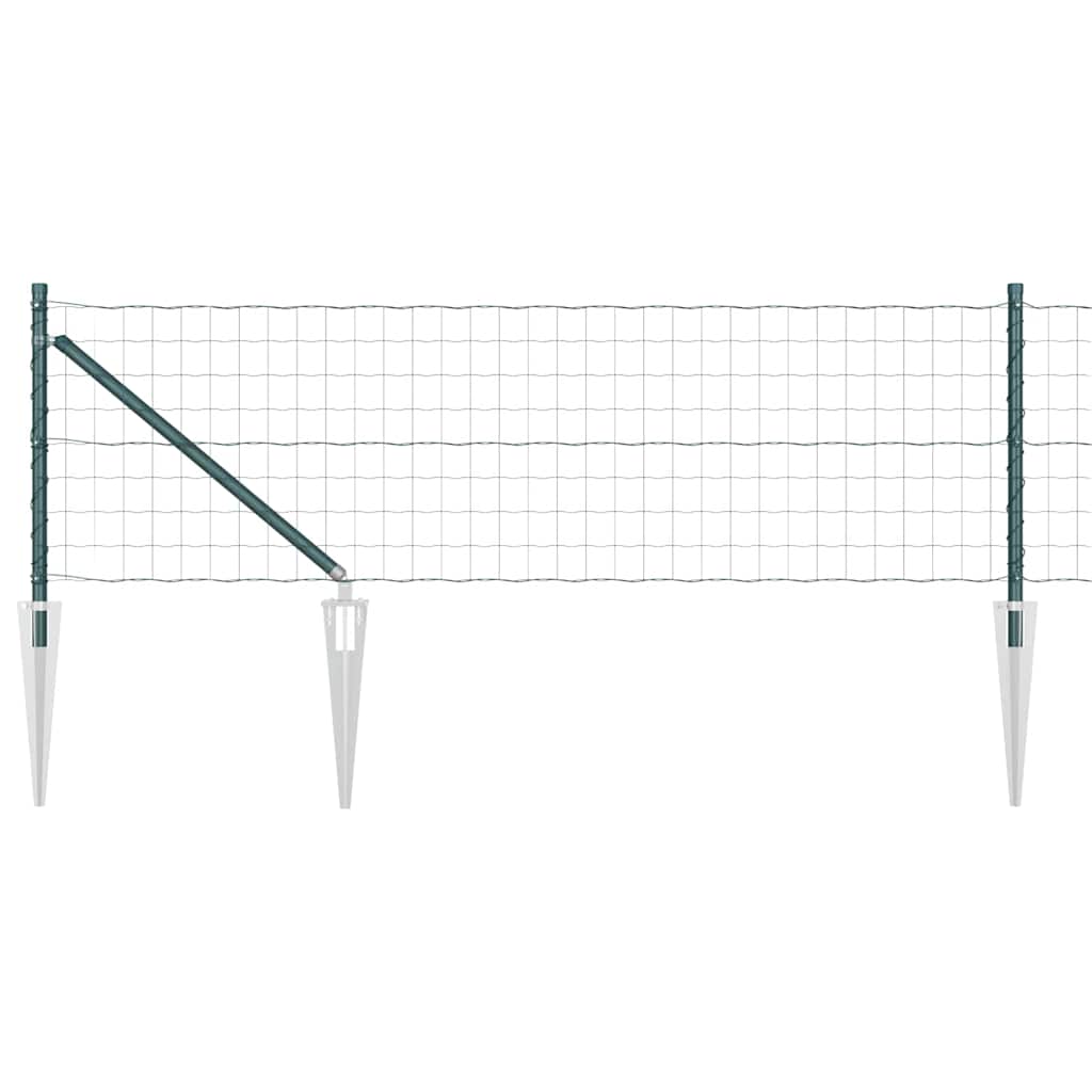 Euro Fence with Spikes 10 x 0.4 m PVC-Coated Steel Mesh Spike Anchor Fix Green mesh Size 76.2 x 63.5 mm mesh 0.6 m