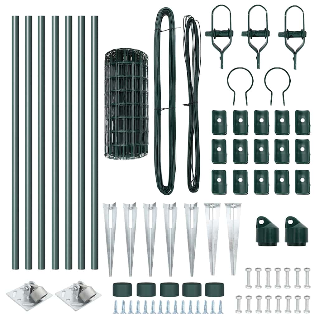 vidaXL Euro Fence with Spikes 10 x 0.6 m PVC-Coated Steel Green Mesh 6