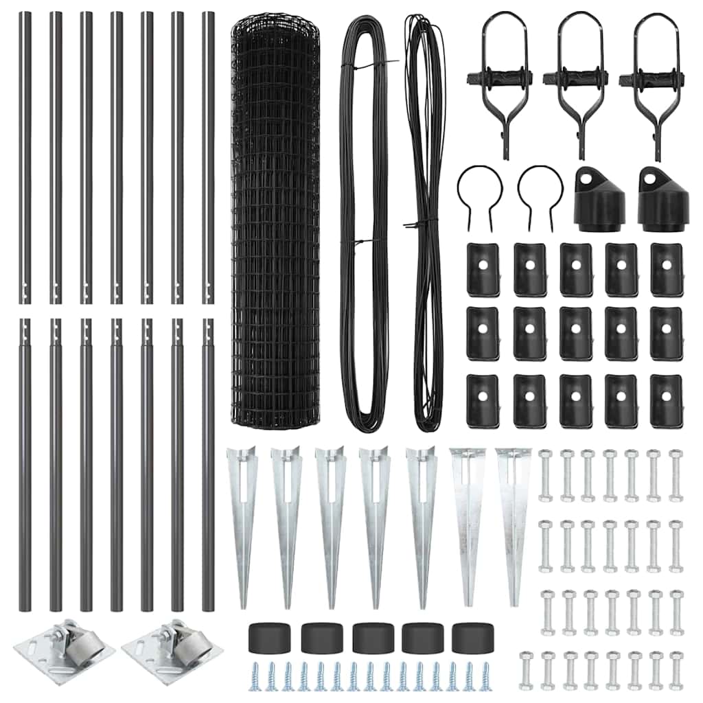 Euro Fence with Spikes 10 x 1 m PVC-Coated Steel Mesh Spike Anchor Fix Grey mesh Size 50 x 75 mm mesh 1.4 m