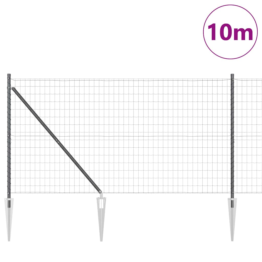 Euro Fence with Spikes 10 x 1 m PVC-Coated Steel Mesh Spike Anchor Fix Grey mesh Size 50 x 75 mm mesh 1.4 m