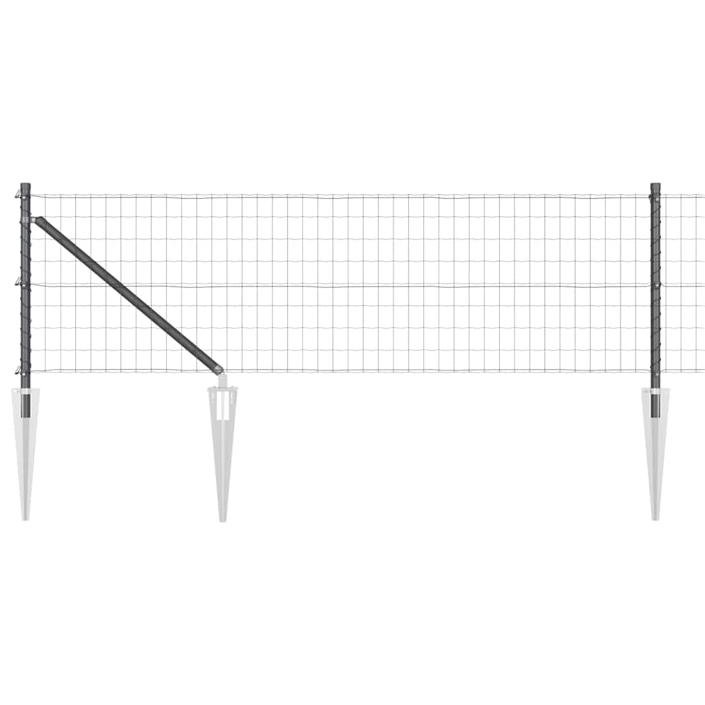 vidaXL Euro Fence with Spikes 10 x 0.6 m PVC-Coated Steel Grey Mesh 2
