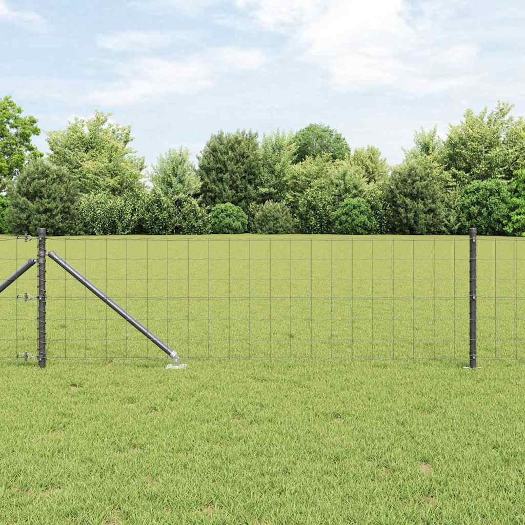 vidaXL Euro Fence with Spikes 10 x 0.6 m PVC-Coated Steel Grey Mesh 1