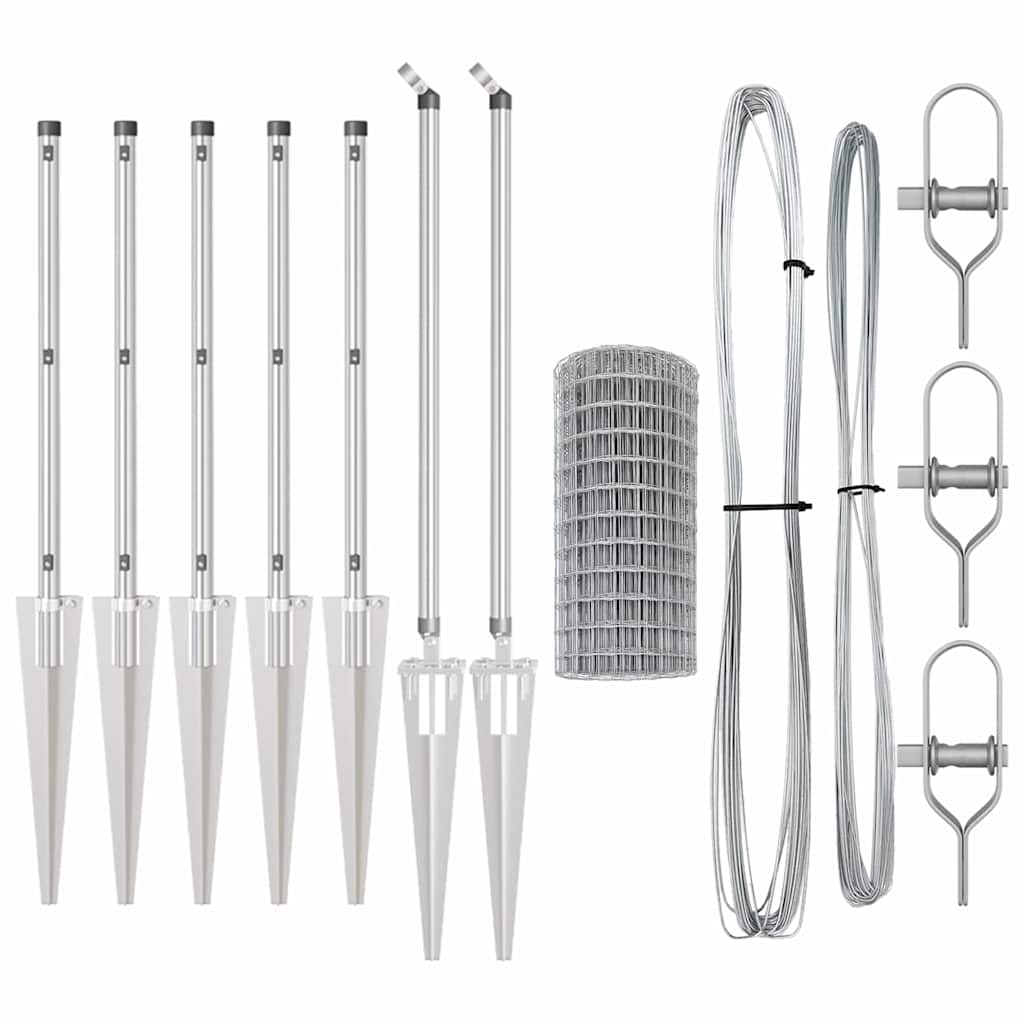 vidaXL Outdoor Euro Fence with Spikes 10 x 0.4 m Galvanised Steel Mesh 6