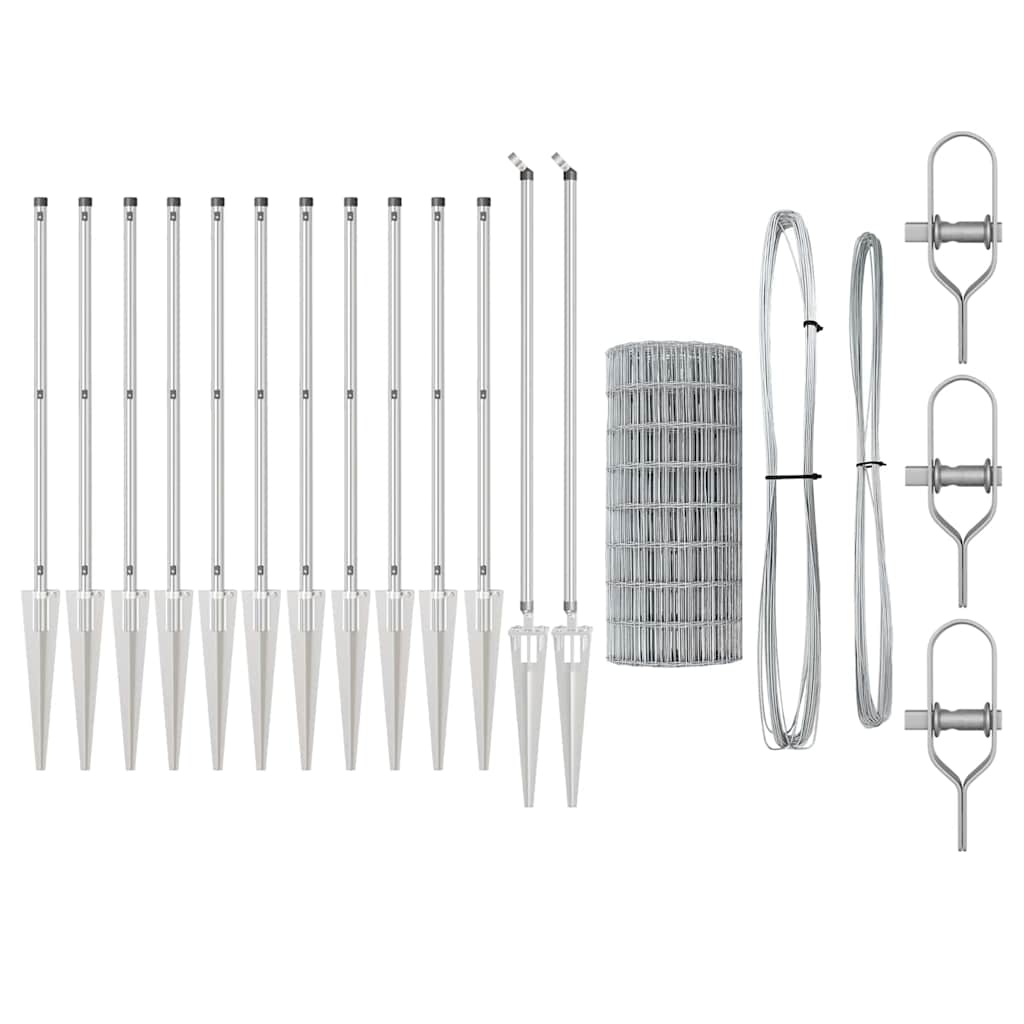 vidaXL Outdoor Euro Fence with Spikes 10 x 0.4 m Galvanised Steel Mesh 6