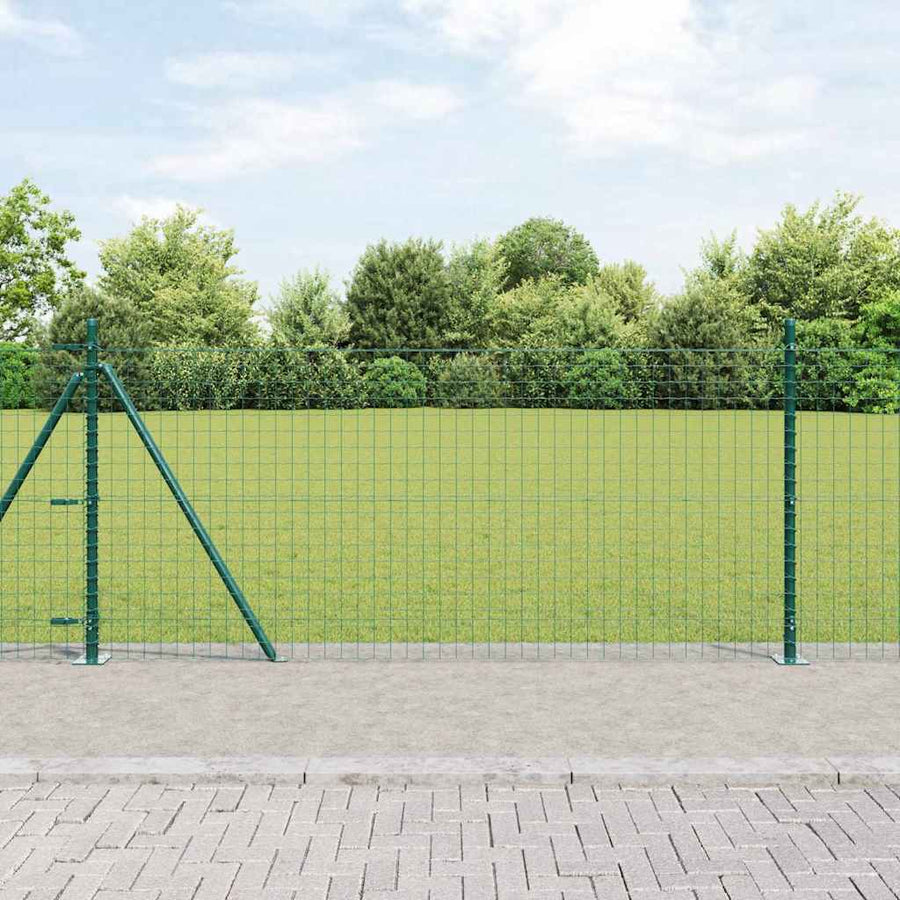 Euro Fence with Concrete Base PVC-Coated Steel Green