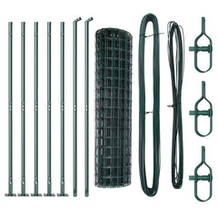 Euro Fence with Concrete Base 10 x 1 m PVC-Coated Steel Concrete Base Fix Green mesh Size 50 x 75 mm mesh 1 m