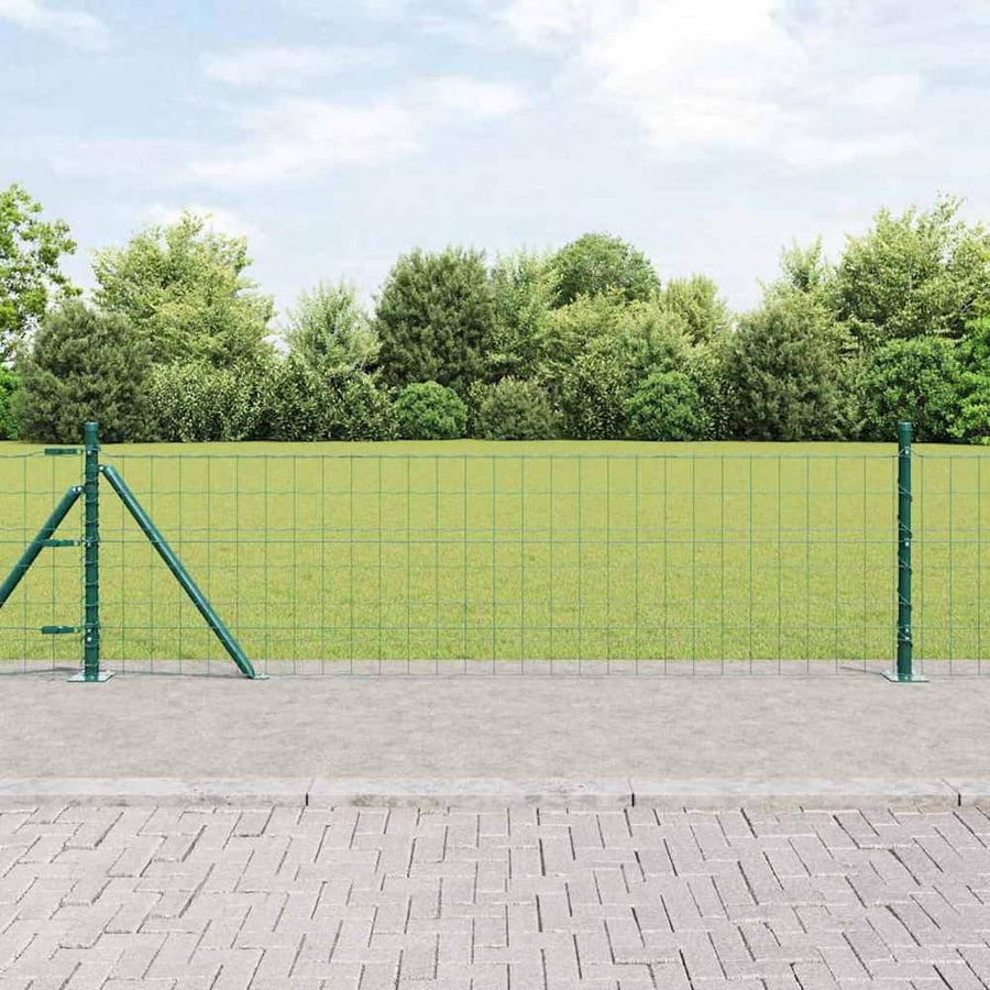 Euro Fence with Concrete Base PVC-Coated Steel Green