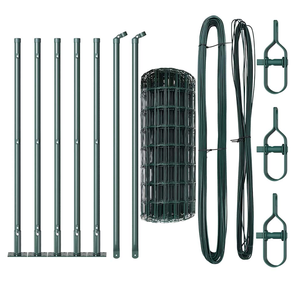 vidaXL Euro Fence with Concrete Base 10 x 0.4 m PVC-Coated Steel Green 6