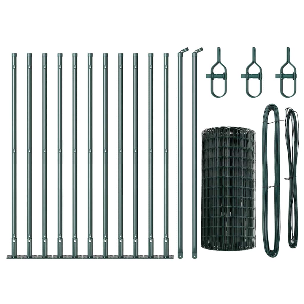 Euro Fence with Concrete Base 25 x 0.4 m PVC-Coated Steel Concrete Base Fix Green 100 x 100 mm mesh