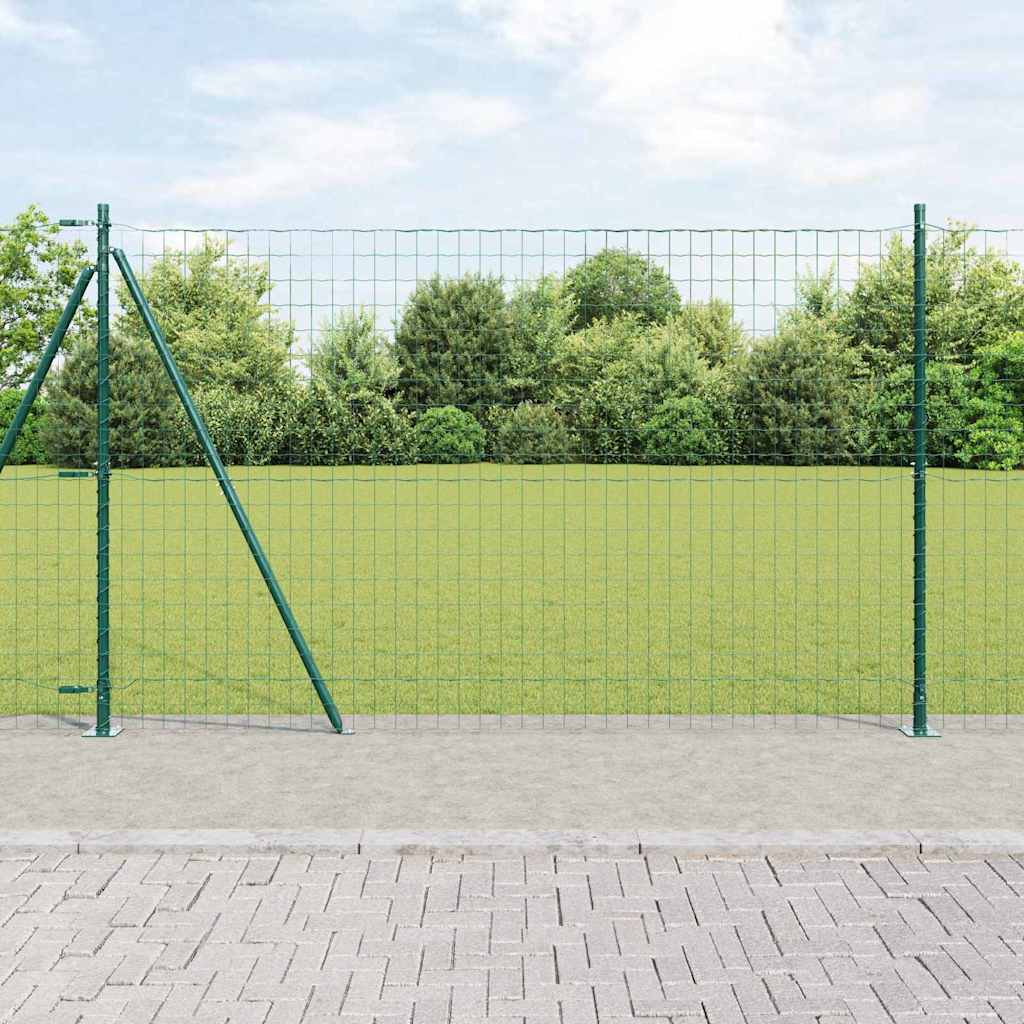 Euro Fence with Concrete Base 10 x 0.8 m PVC-Coated Steel Concrete Base Fix Green mesh Size 76 x 63 mm mesh 1.5 m