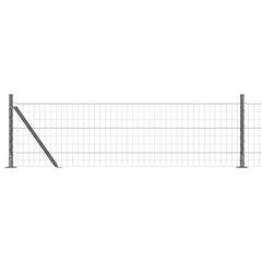 vidaXL Euro Fence with Concrete Base 10 x 0.4 m PVC-Coated Steel Grey 2