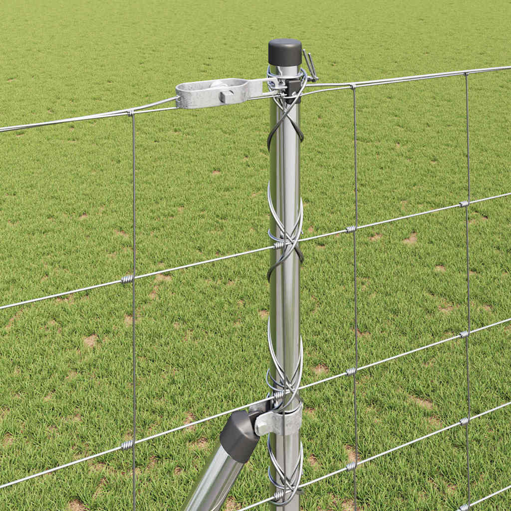 Welded Wire Fence 25 x 1.4 m Galvanised Steel Silver Ground Fix 15 cm (14 wires)