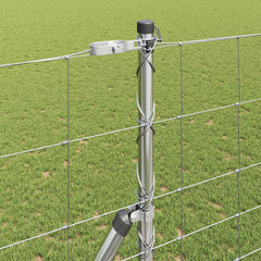 Welded Wire Fence 25 x 1.4 m Galvanised Steel Silver Ground Fix 15 cm (14 wires)