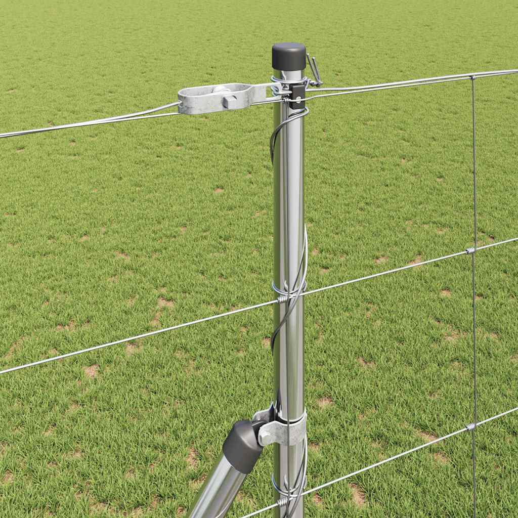 Welded Wire Fence 25 x 1.5 m Galvanised Steel Silver Ground Fix 30 cm (13 wires)