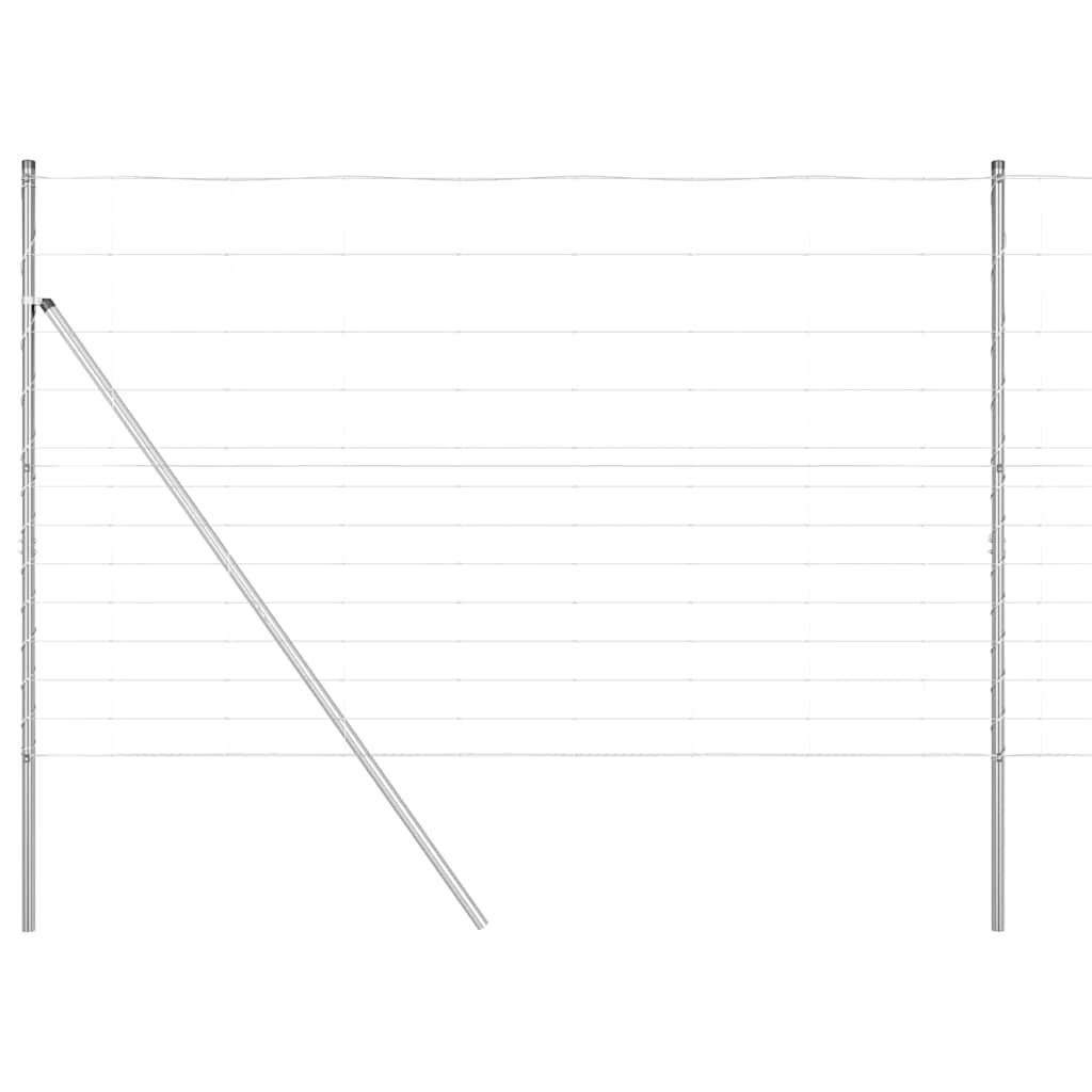 Welded Wire Fence 25 x 1.5 m Galvanised Steel Silver Ground Fix 30 cm (13 wires)