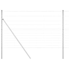 Welded Wire Fence 25 x 1.5 m Galvanised Steel Silver Ground Fix 30 cm (13 wires)