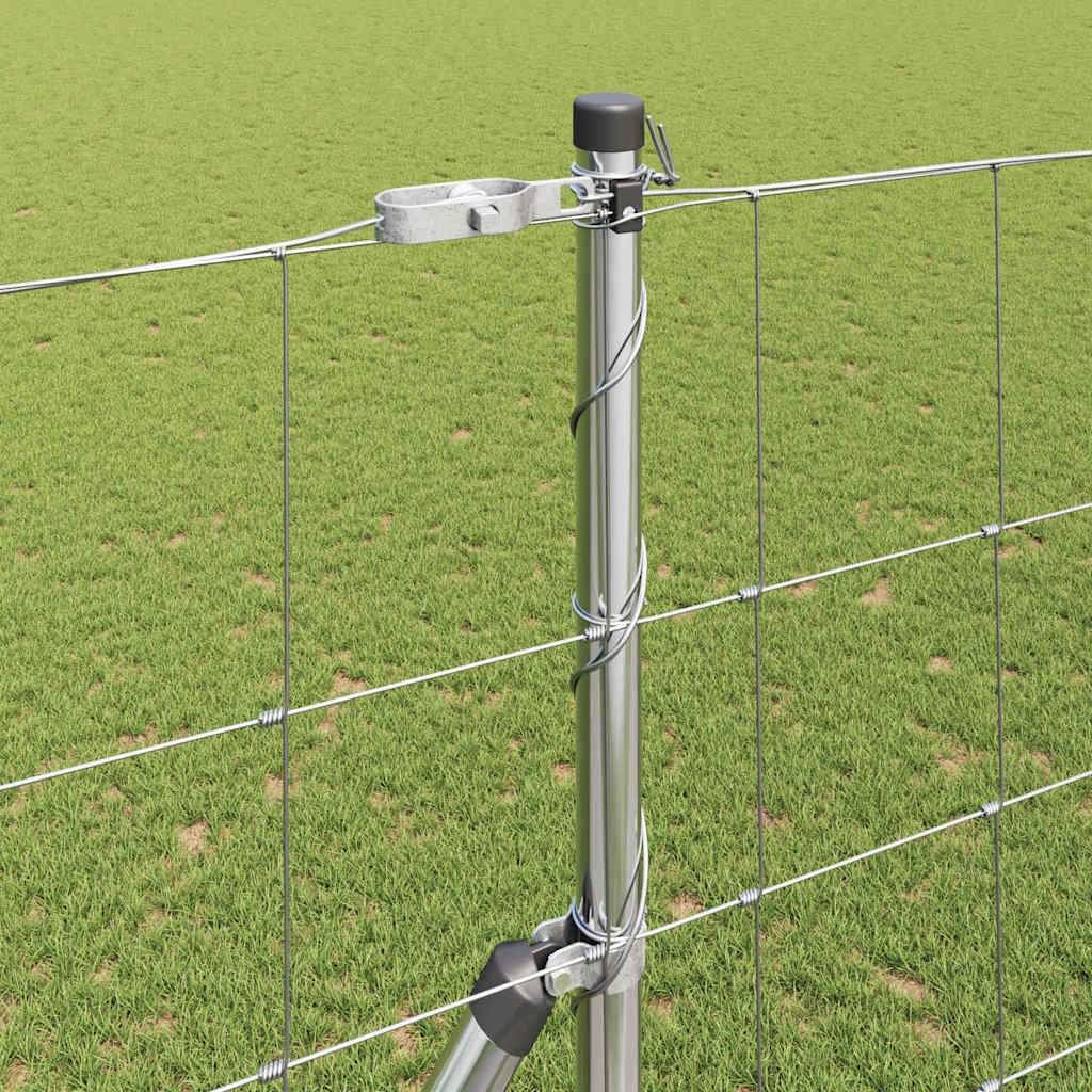 Welded Wire Fence 25 x 1.6 m Galvanised Steel Silver Ground Fix 15 cm (20 wires)
