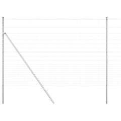 Welded Wire Fence 25 x 1.6 m Galvanised Steel Silver Ground Fix 15 cm (20 wires)