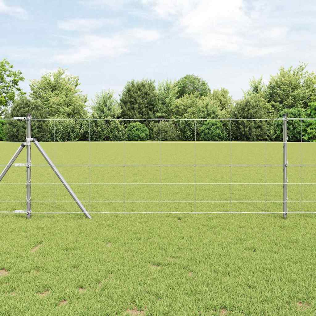 Welded Wire Fence 50 x 0.8 m Galvanised Steel Silver Ground Fix 30 cm (6 wires)