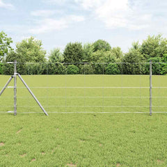 Welded Wire Fence 50 x 0.8 m Galvanised Steel Silver Ground Fix 30 cm (6 wires)