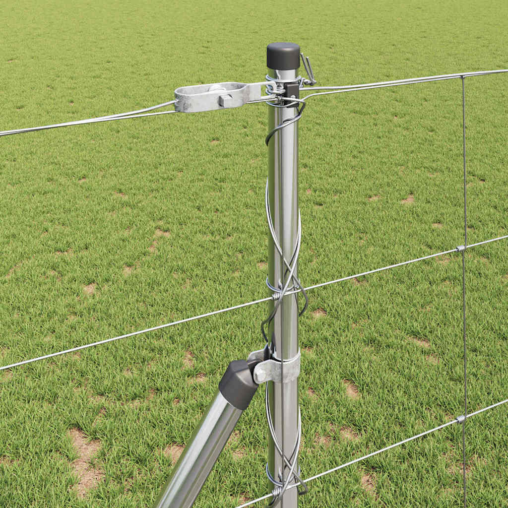 Welded Wire Fence 50 x 1.2 m Galvanised Steel Silver Ground Fix 30 cm (10 wires)