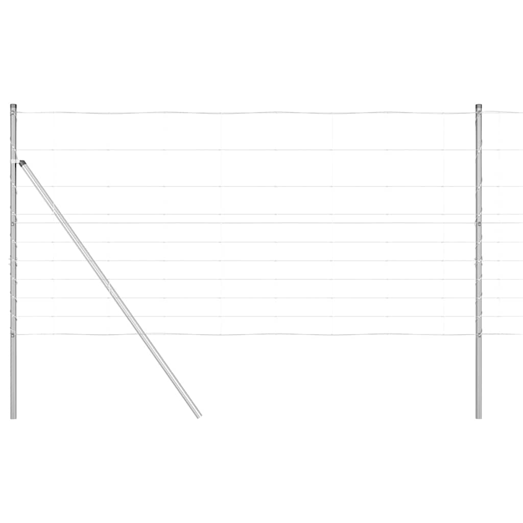 Welded Wire Fence 50 x 1.2 m Galvanised Steel Silver Ground Fix 30 cm (10 wires)
