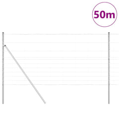 Welded Wire Fence 50 x 1.2 m Galvanised Steel Silver Ground Fix 30 cm (10 wires)