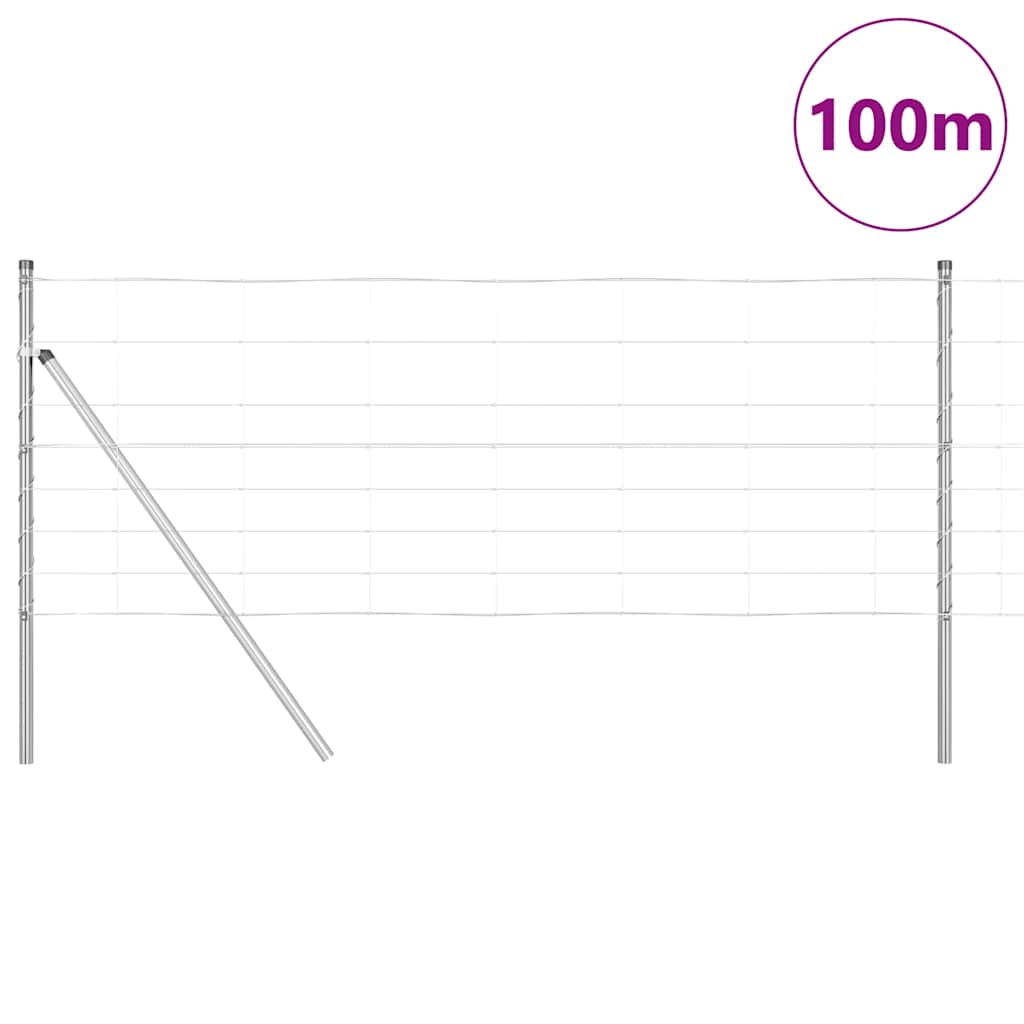 Welded Wire Fence Galvanised Steel Ground Fix Length 100 m 0.8 m 30 cm (8 wires)