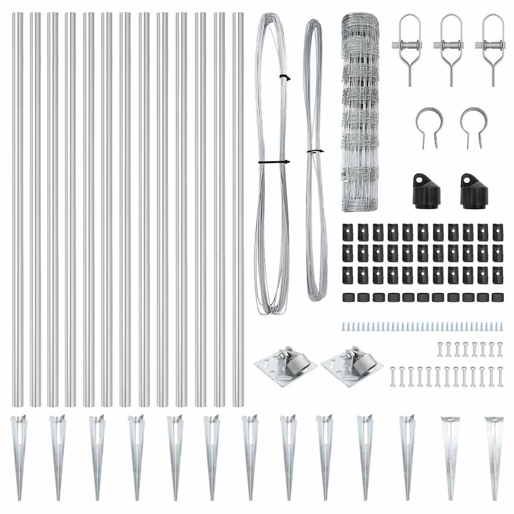 Welded Wire Fence with Spikes 25 x 0.8 m Galvanised Steel Mesh Spike Anchor Fix 30 cm (8 wires)