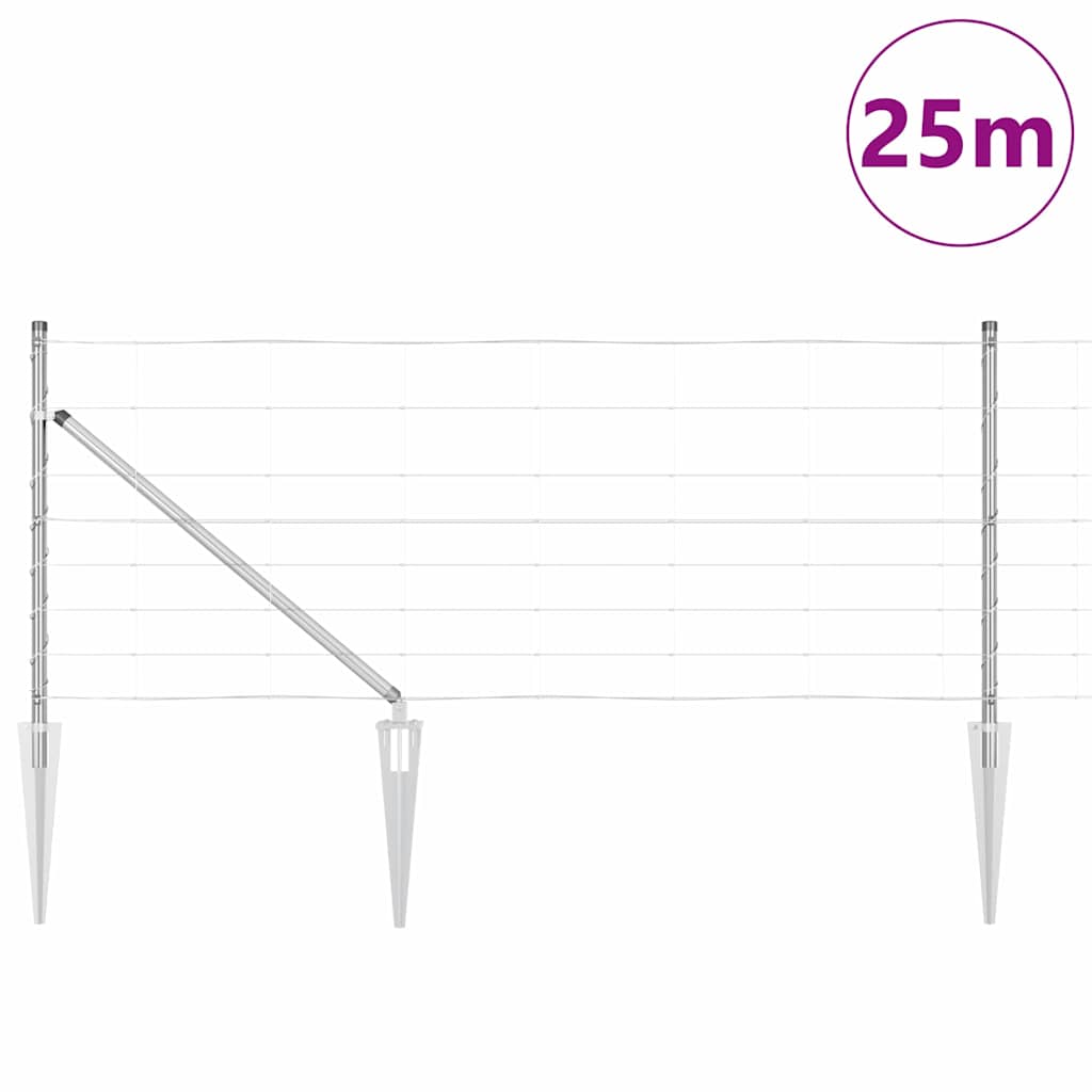 Welded Wire Fence with Spikes 25 x 0.8 m Galvanised Steel Mesh Spike Anchor Fix 30 cm (8 wires)