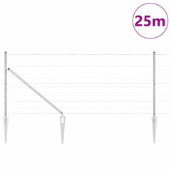 Welded Wire Fence with Spikes 25 x 1 m Galvanised Steel Silver Spike Anchor Fix 30 cm (8 wires)