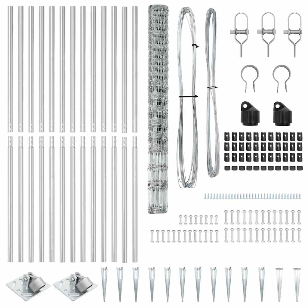 Welded Wire Fence with Spikes 25 x 1.6 m Galvanised Steel Mesh Spike Anchor Fix 15 cm (20 wires)