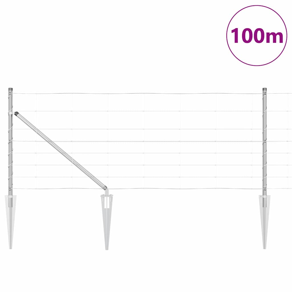 Welded Wire Fence with Spikes Galvanised Steel Spike Anchor Fix Length 100 m 0.8 m 30 cm (8 wires)