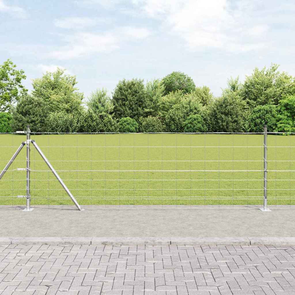 Welded Wire Fence with Concrete Base 25 x 0.8 m Silver Mesh Concrete Base Fix 15 cm (8 wires)