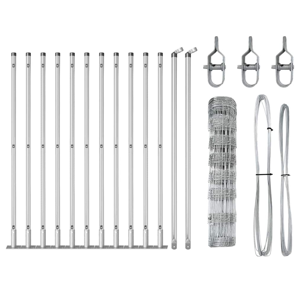 Welded Wire Fence with Concrete Base 25 x 0.8 m Silver Mesh Concrete Base Fix 30 cm (8 wires)