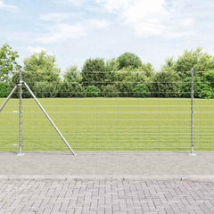 Welded Wire Fence with Concrete Base 25 x 1.2 m Silver Mesh Concrete Base Fix 30 cm (16 wires)