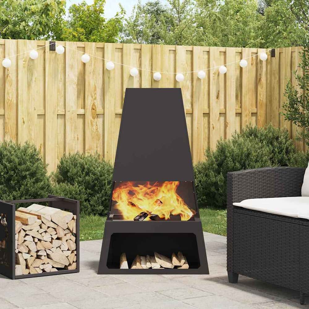 Fire Bowl Black 60 x 35 x 100 cm Weathering Steel Cold-rolled steel/black